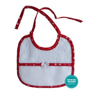 Terry Christmas Baby Bib with White Stars